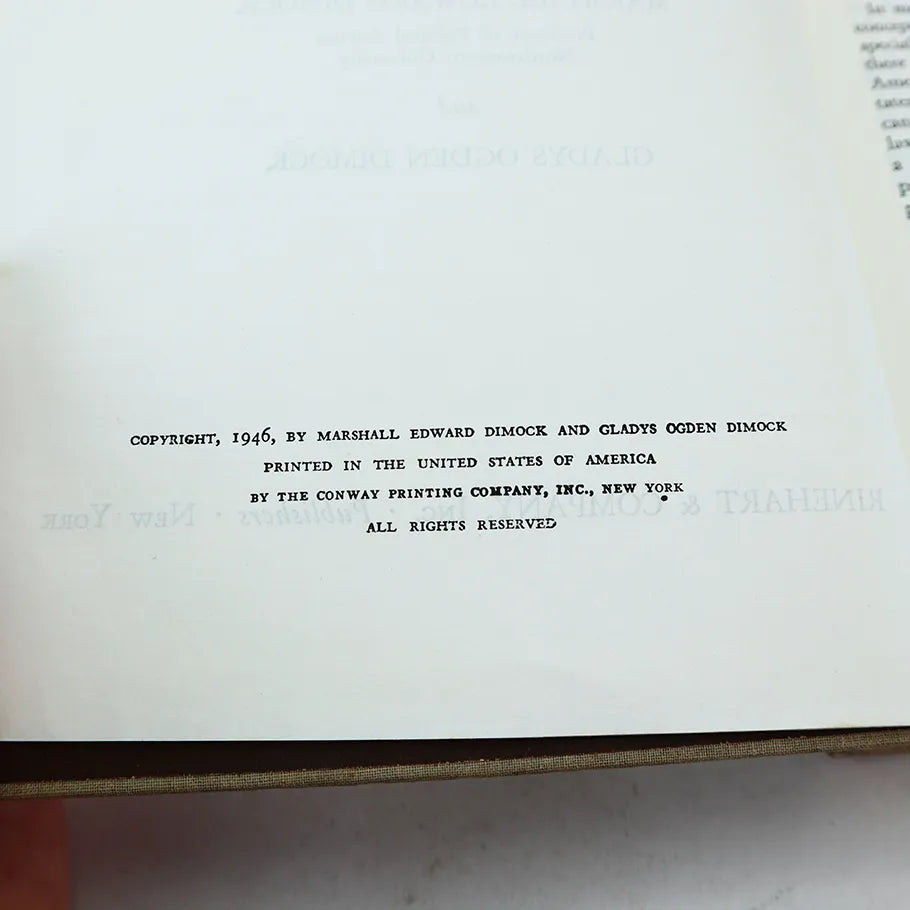 1946 American Government in Action Marshall Edward Dimock Hardcover Book Copyright