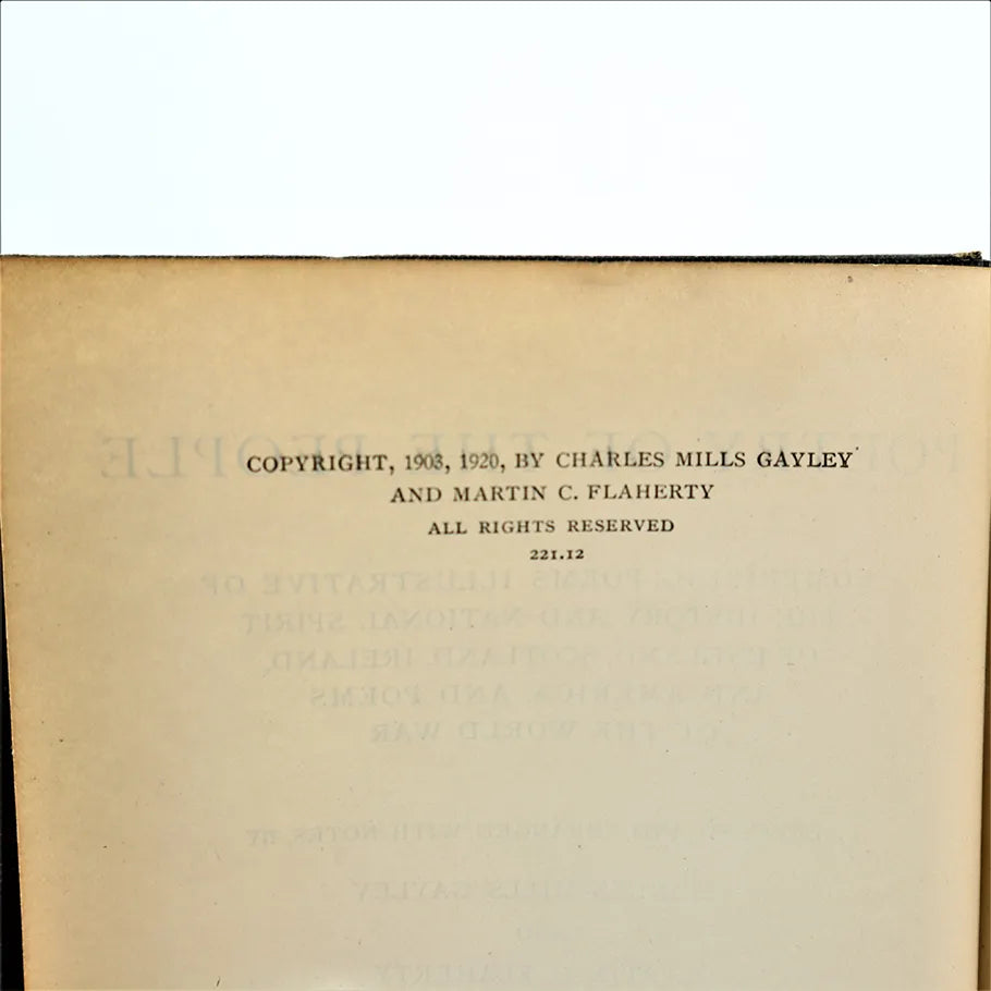 1920 Poetry of the People Charles Mills Gayley Martin C Flaherty Enlarged Edition Hardcover Book Copyright