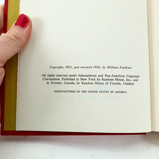 1958 Santuary William Faulkner Hardcover Book Copyright