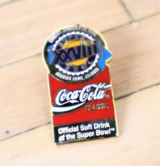 1994 Super Bowl 28 XXVIII Coca Cola Promotional Enamel Pin