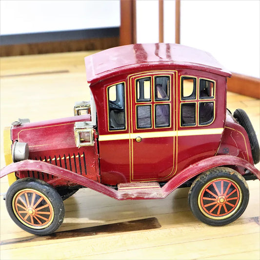 Vintage 1950s Rosko Battery Operated Grand-Pa Tin Toy Car Made in Japan Side