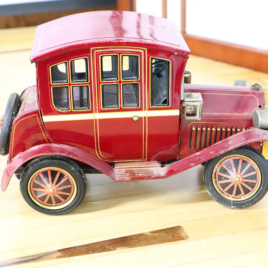 Vintage 1950s Rosko Battery Operated Grand-Pa Tin Toy Car Made in Japan Right Side Profile
