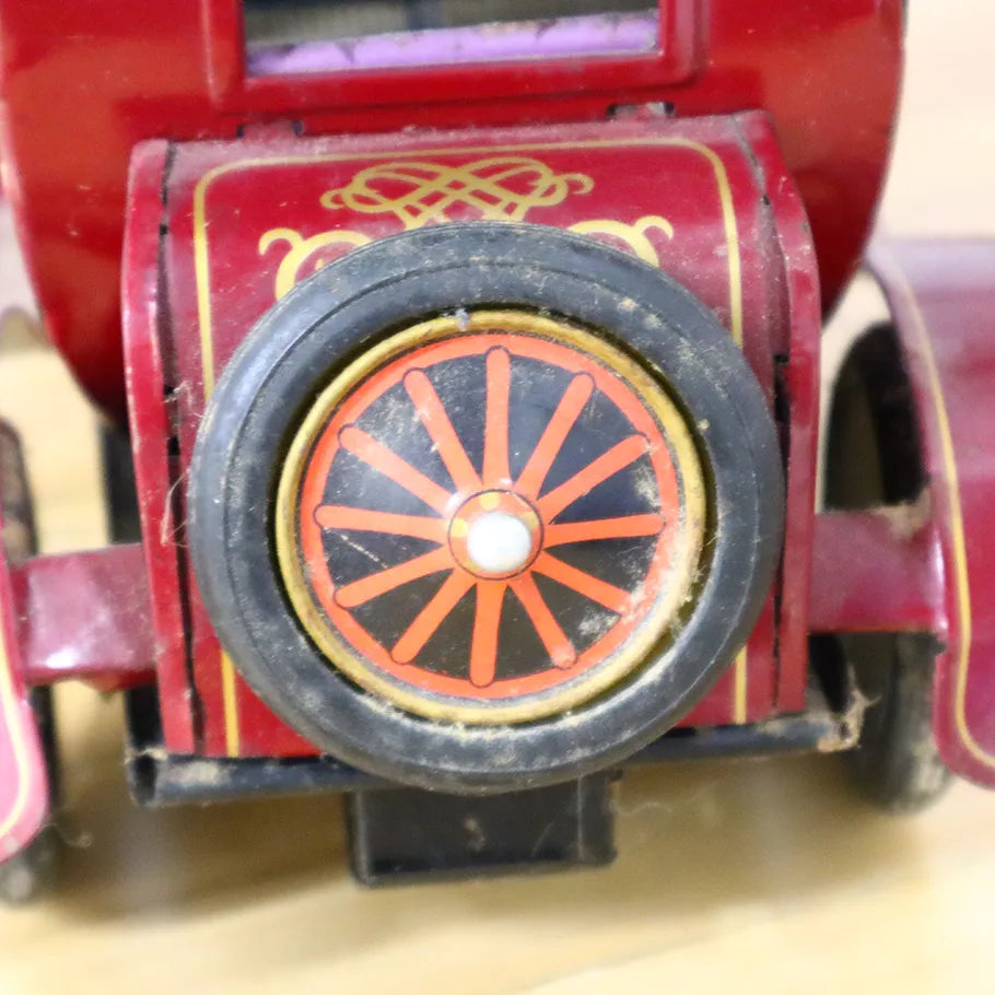 Vintage 1950s Rosko Battery Operated Grand-Pa Tin Toy Car Made in Japan Rear Trunk