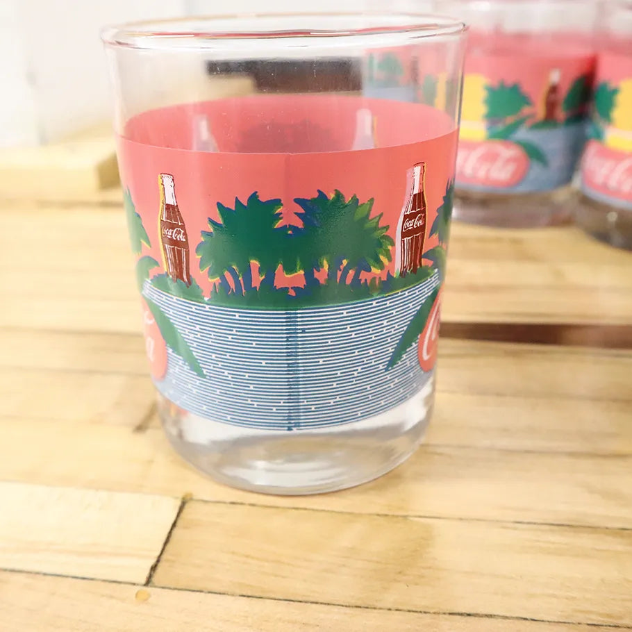 Summer time beach vibe coca cola glass side art