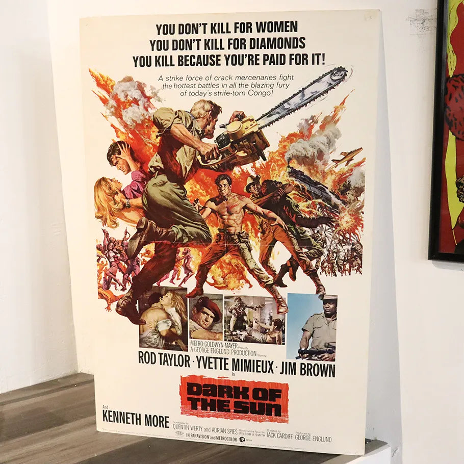 Vintage Action Movie Dark of The Sun Full Sized Printed Ad 40 Inches Tall