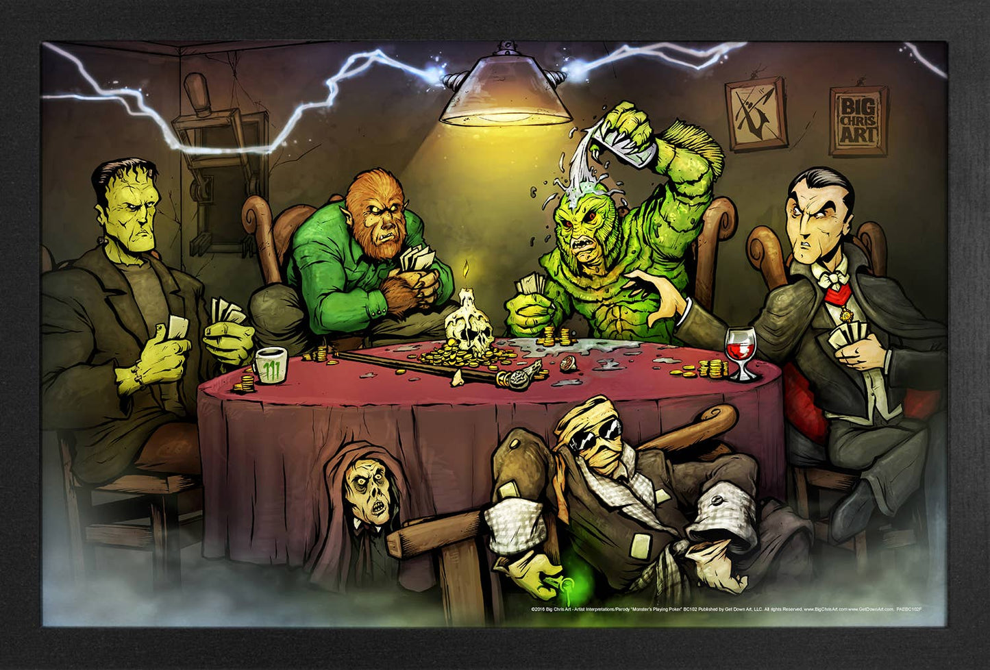 Big Chris - Monster's Playing Poker 11" x 17" Framed Poster Print Wall Art