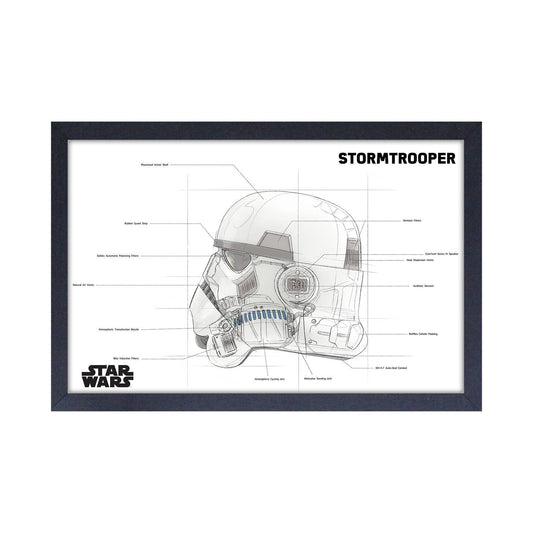 Star Wars - Stormtrooper Helmet Schematic 11" x 17" Framed Print Wall Art