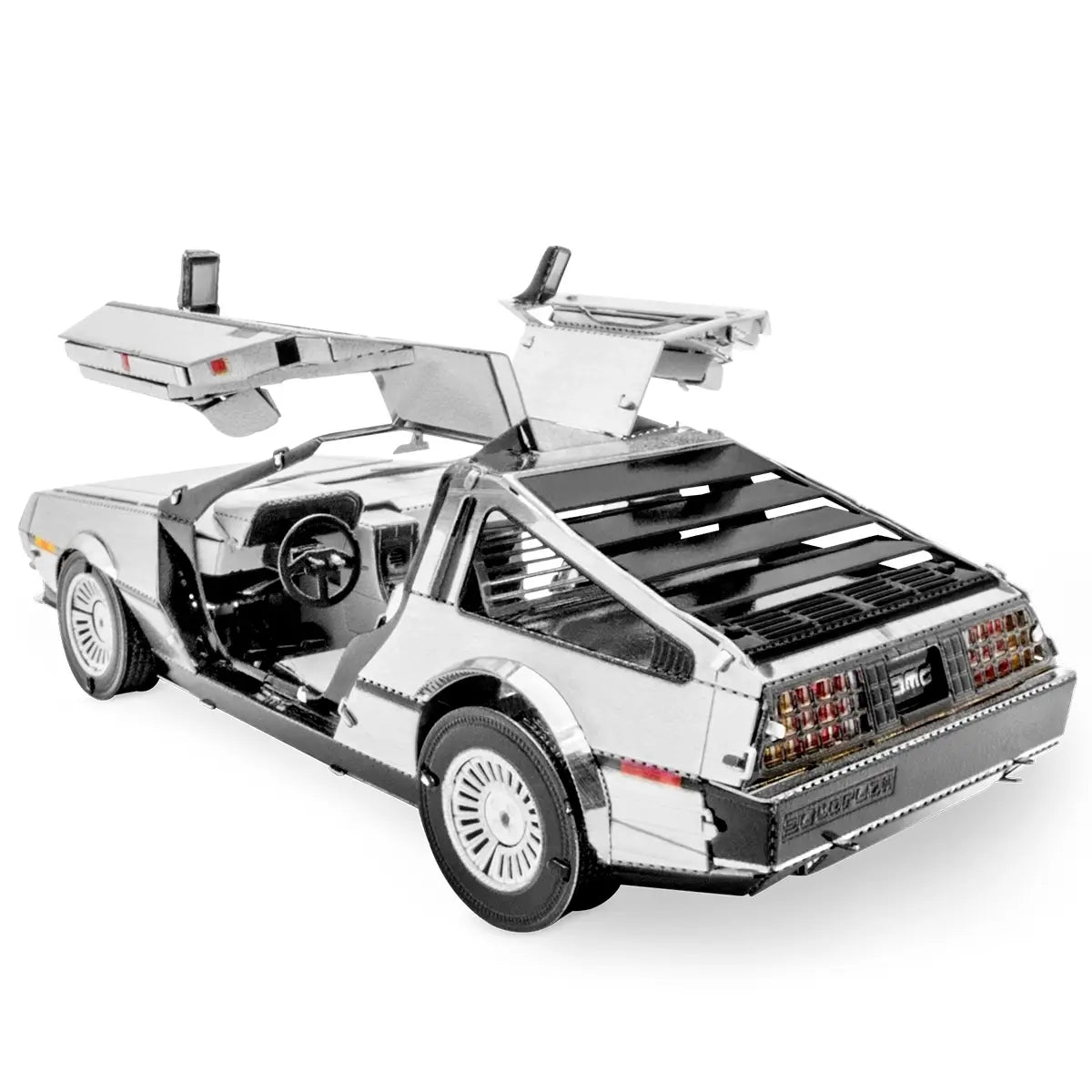 3D Metal Model Kit: 3in Classic Delorean Car Built and Displayed Side View