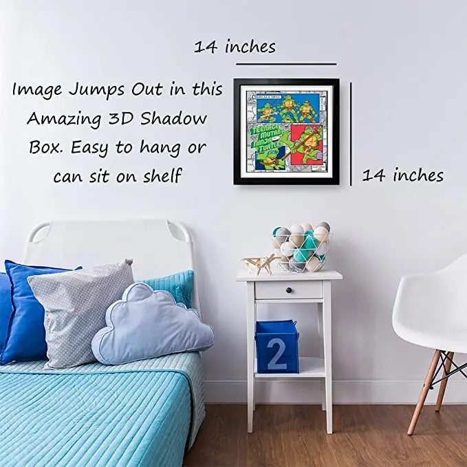 Teenage Mutant Ninja Turtles TMNT Shadow Box Wall Art: 14in x 14in Displayed on Wall
