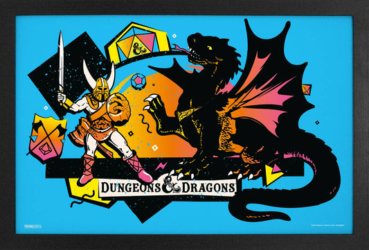 Dungeon & Dragons - Dragon Battle-Vintage 11" x 17" Framed Print Wall Art