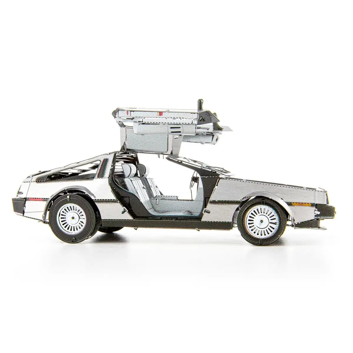 3D Metal Model Kit: 3in Classic Delorean Car Built and Displayed Side Profile