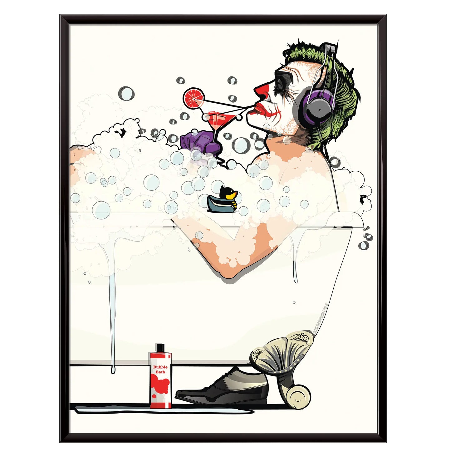 Funny Art Print of Joker in the Bath: 12in x 16in Unframed