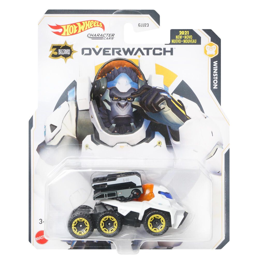 Hot Wheels Video Game Cars - Winston Overwatch Character - Black & White - 1:64 Scale