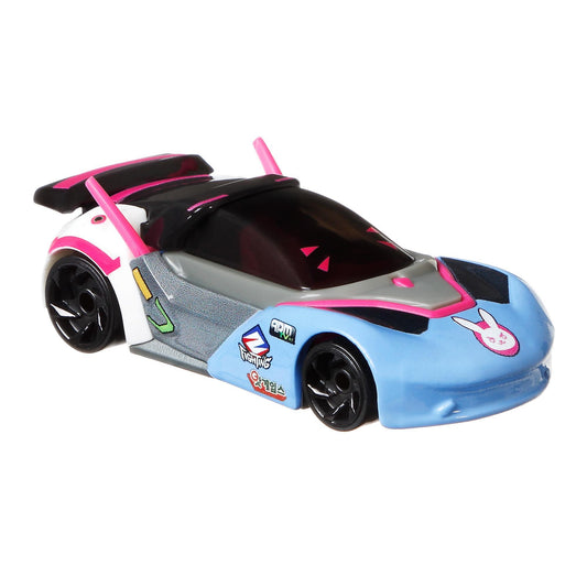 Hot Wheels Video Game Cars - D.Va Overwatch Character - Blue, Gray, Pink - 1:64 Scale