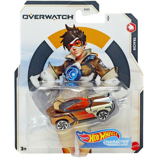 Hot Wheels Video Game Cars - Tracer Overwatch Character - Orange & White - 1:64 Scale