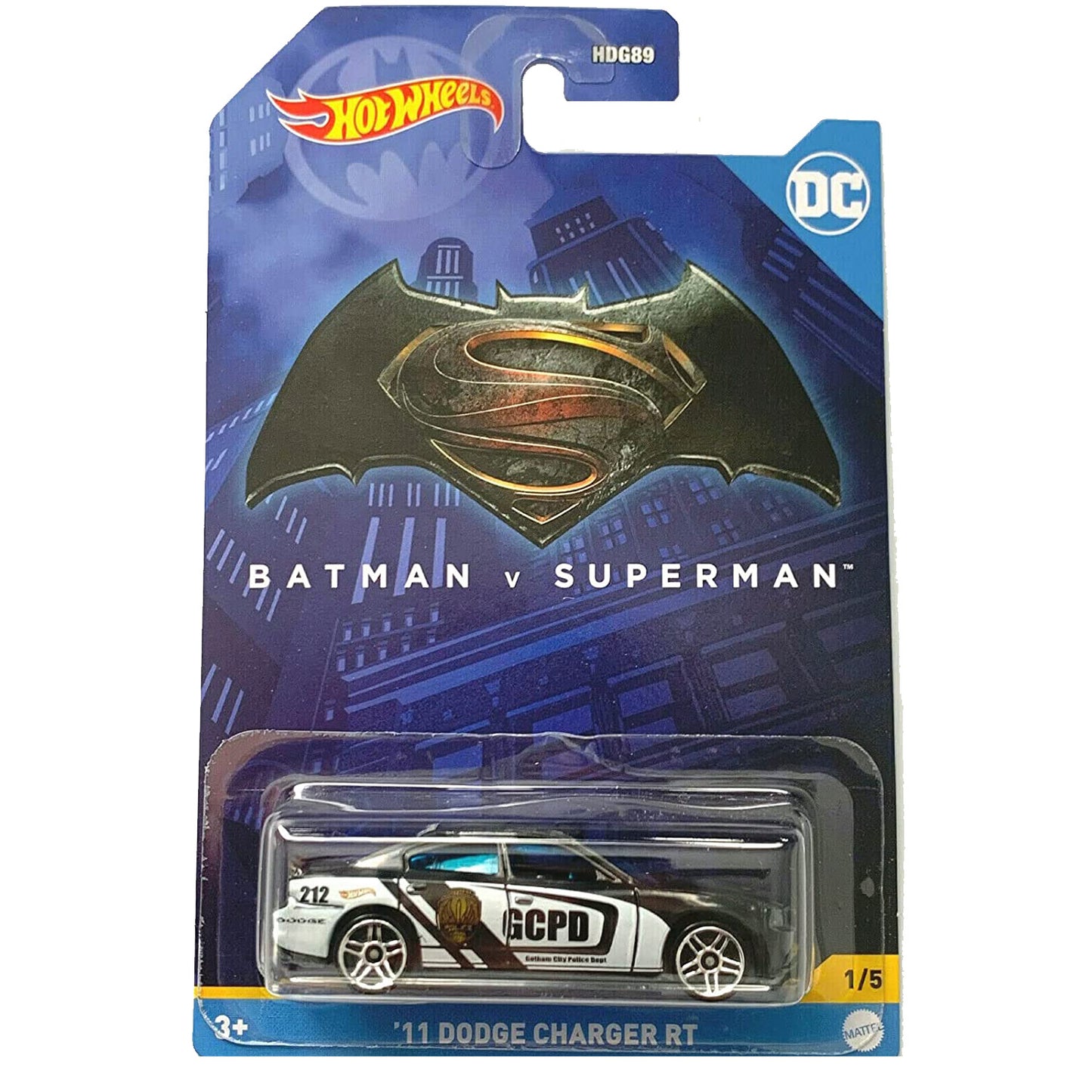 Hot Wheels Batman vs Superman: '11 Dodge GCPD Charger RT: 1:64 Scale Diecast