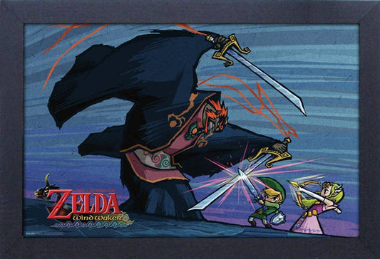 The Legend of Zelda - Windwaker Battle 11" x 17" Framed Print Wall Art