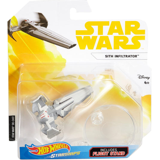 Hot Wheels Star Wars Starships: Sith Infiltrator: 1:64 Scale Diecast w/ Stand