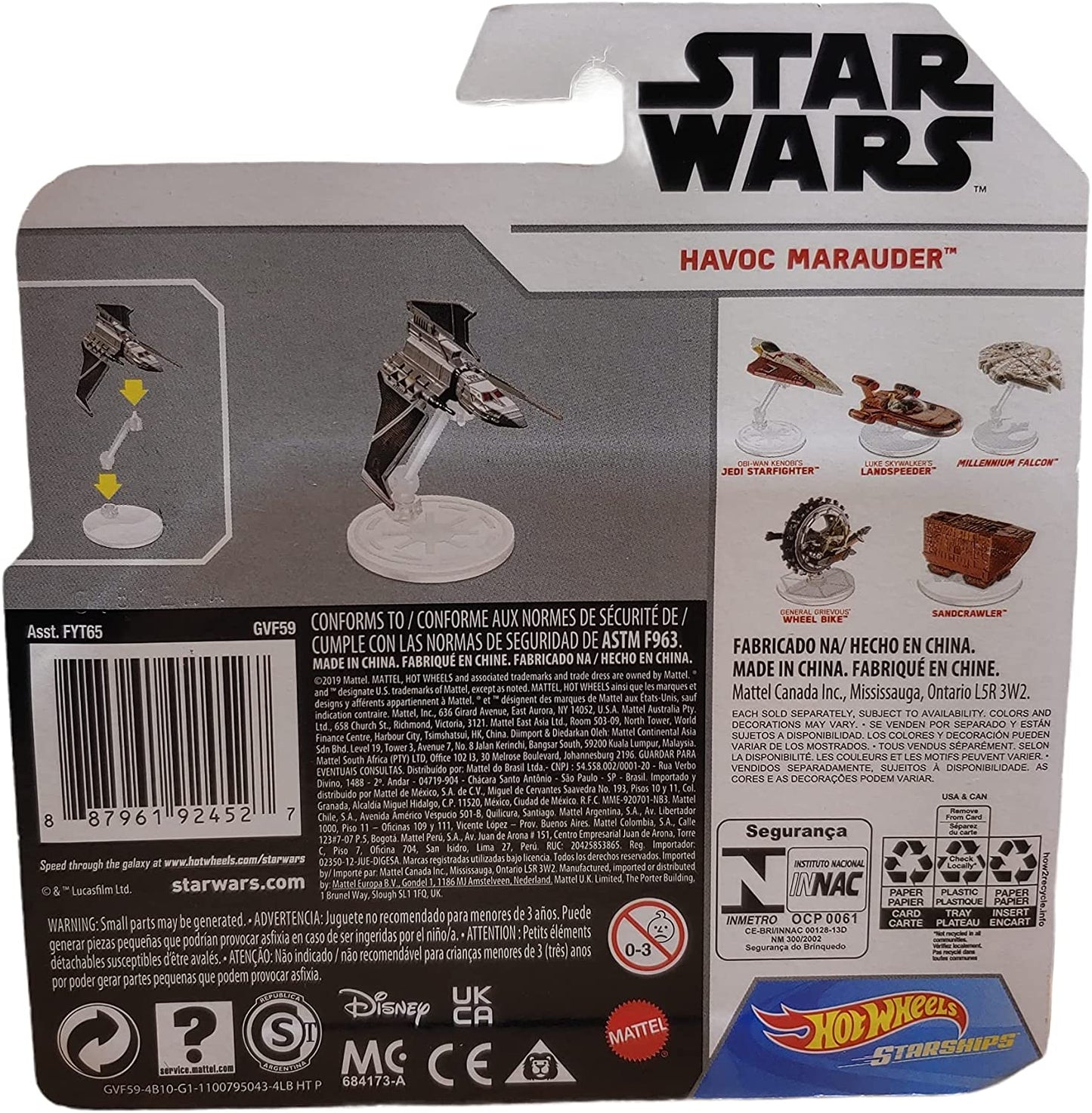 Hot Wheels Star Wars Starships: Havoc Marauder: 1:64 Scale Diecast w/ Stand