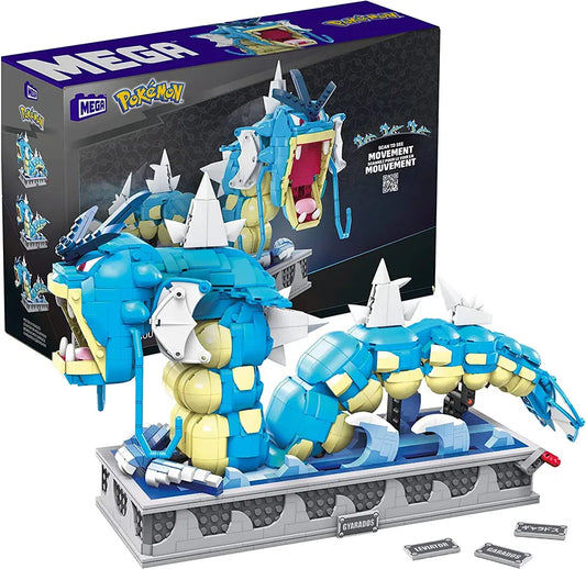 Pokémon Mega Build Kinetic Motion Gyarados Construction Set 2188pc. Built Next to Box