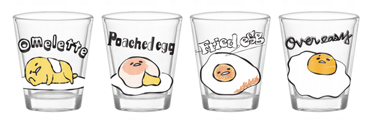 Gudetama Egg Styles 4pc 1.5oz Mini Shot Glass Set