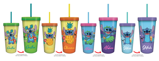 Disney Lilo and Stitch 24oz 4pc Color Changing Cold Cup Set