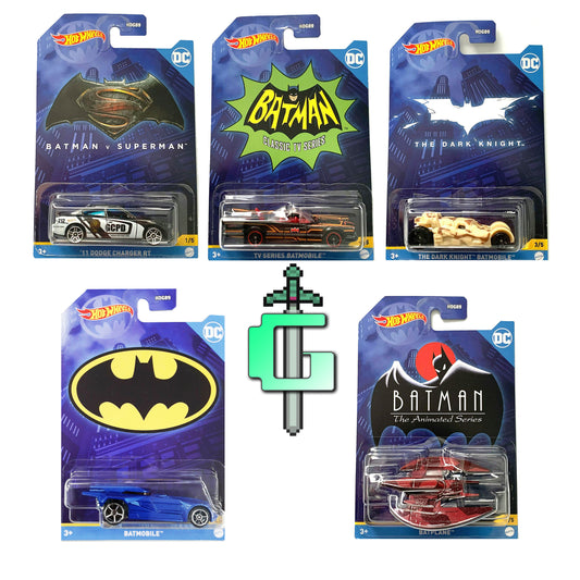 Hot Wheels Batman 2022 Release: Full Set of 5 Cars: HDG89: 1:64 Scale Diecast