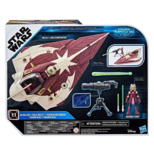 Star Wars Mission Fleet: 9in Delta-7 Starfighter & Ahsoka Tano Action Figure Set Back of Box