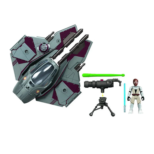 Star Wars Mission Fleet Medium Sized Action Figure Set Featuring the Jedi Starfighter and Obi-Wan Kenobi Out of the Box