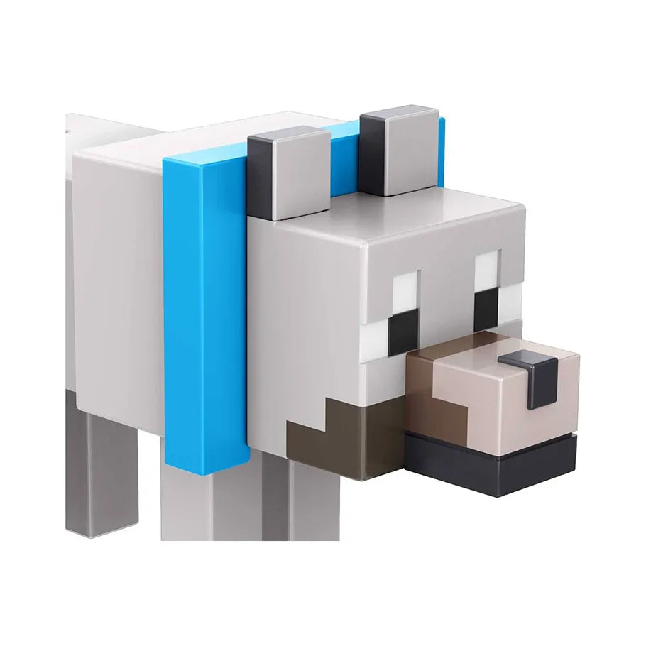 Minecraft Wolf Action Figure with Blue Collar Side Profile
