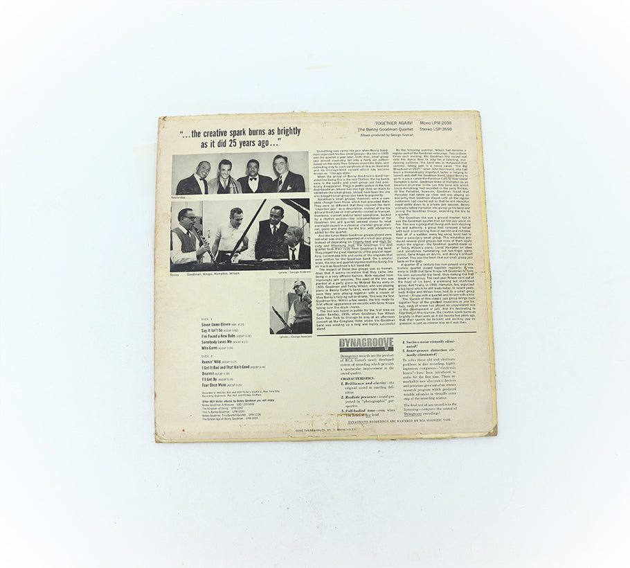 Vintage 12-in Vinyl Record The Benny Goodman Quartet Together Again RCA Print Back View