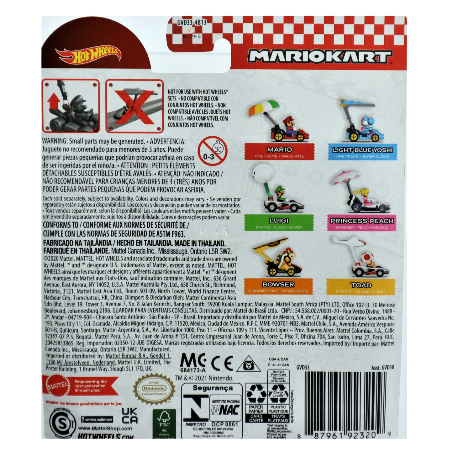 Hot Wheels Mario Kart Cars: Bowser Nintendo Glider Edition: Green & Yellow: 1:64 Scale