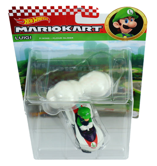 Hot Wheels Mario Kart Cars: Luigi Nintendo Glider Edition: White: 1:64 Scale