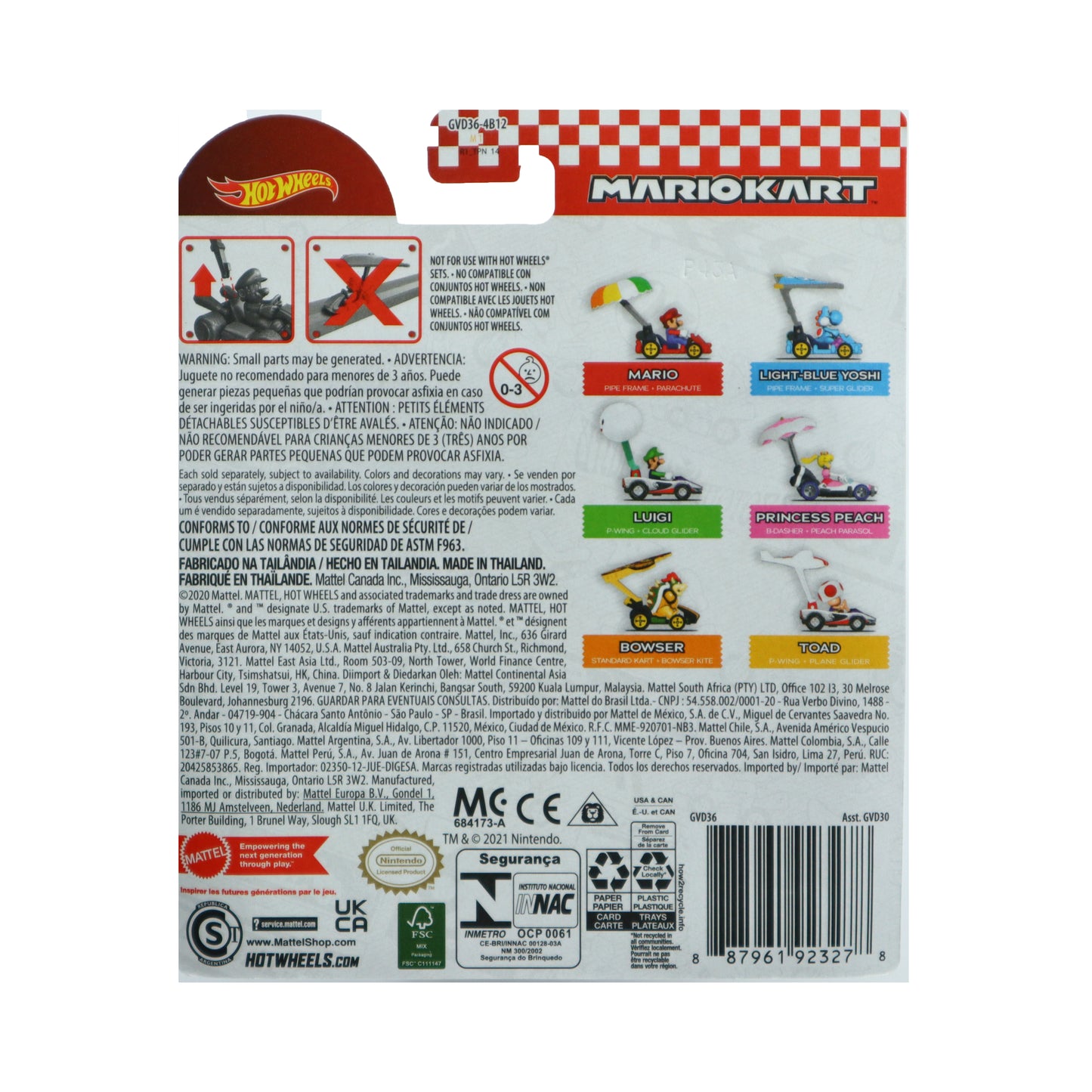 Hot Wheels Mario Kart Cars: Princess Peach Nintendo Glider Edition: Pink & White: 1:64 Scale