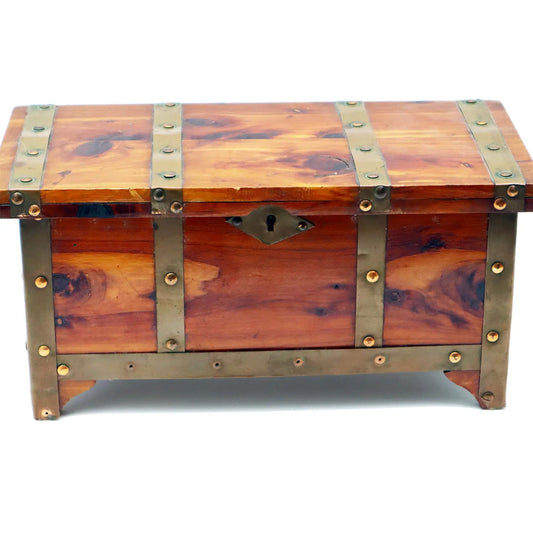 Vintage Primitive Cedar Wood Hand Made Miniature Chest for Storage