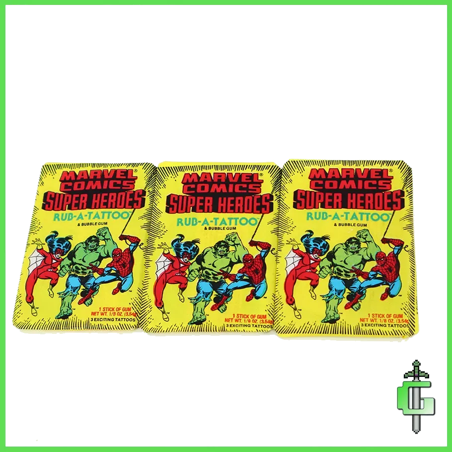 1980 Donruss Marvel Comics Super Heroes Rub-A-Tattoo Vintage Wax Packs (3 Pack Bundle)