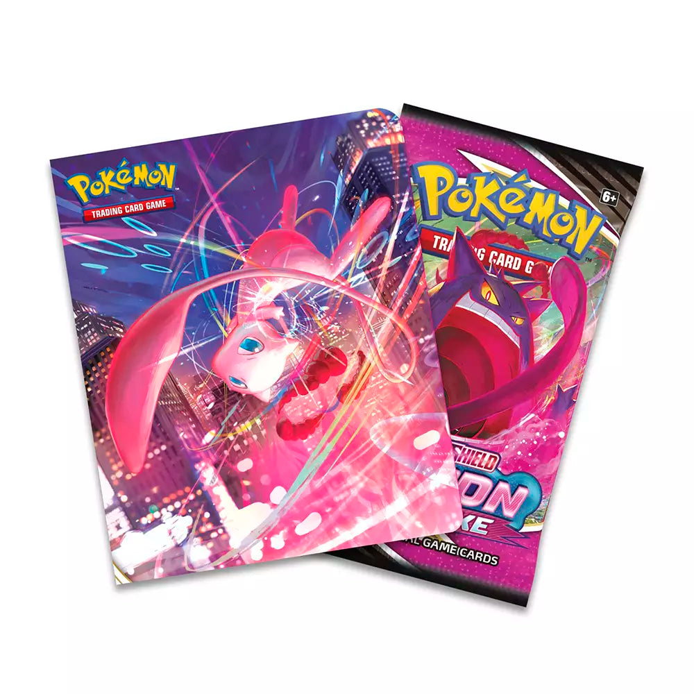 Mew and Gengar features on the Pokemon Sword and Shield Fusion Strike Mini Portfolio Bundle