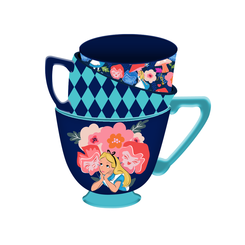 Disney Alice in Wonderland Colorful Floral Sketch 20oz Ceramic 3D Sculpted Mug