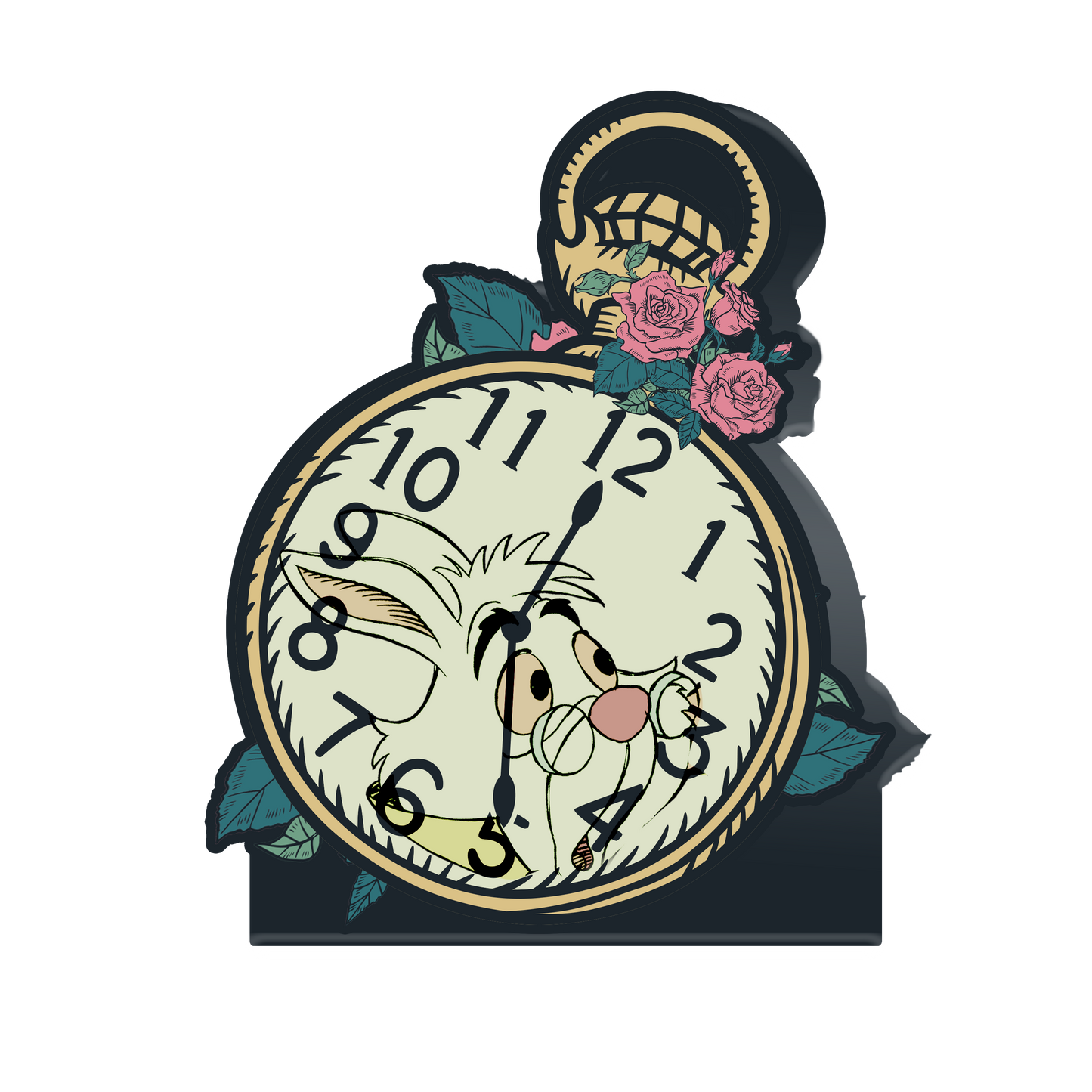 Disney Alice in Wonderland White Rabbit Clock Large Die Cut MDF Box Sign 6.5 in