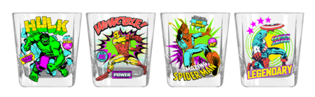 Marvel Comics Action Poses 4pc. 9oz. Rocks Glass Box Gift Set