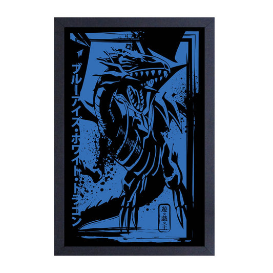 Yu-Gi-Oh Blue Eyes White Dragon Japanese Style 11" x 17" Framed Print Wall Art