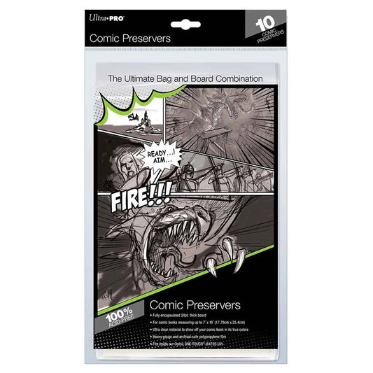 Ultra Pro Comic Book Resealable Preservers - 10ct. Bags & Boards - 7" x 10"