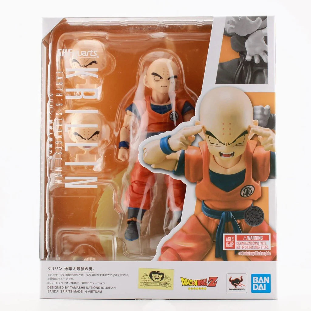 S.H. Figuarts Dragon Ball Z Krillin Earth's Strongest Man Action Figure In Box Front View
