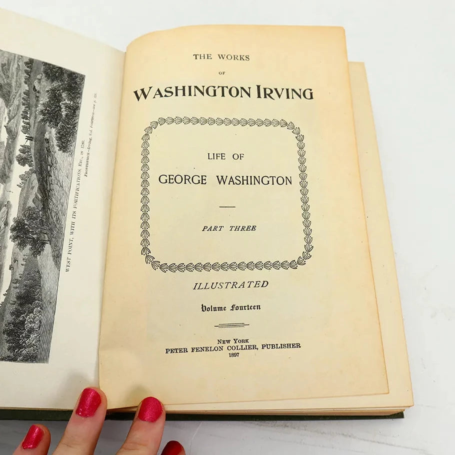 1897 The Works of Washington Irving Vol XIV Life of George Washington Part Three Hardcover Book Title Page with Copyright