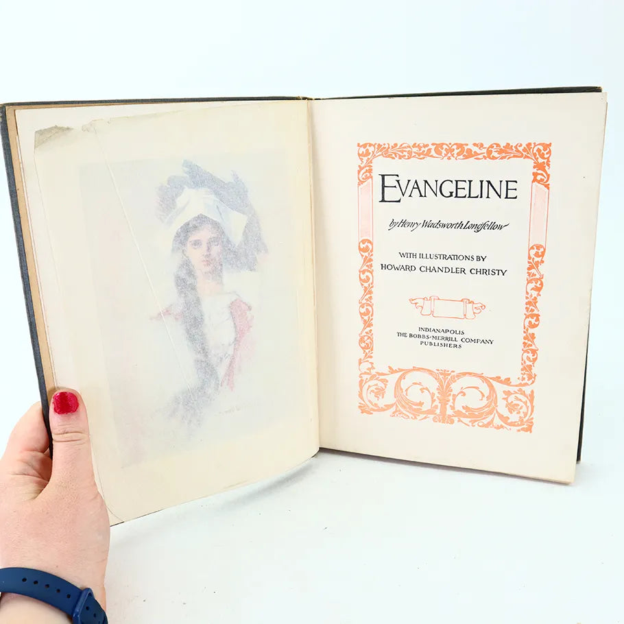 1905 Evangeline Henry Wadsworth Longfellow Hardcover Book Official Title Page