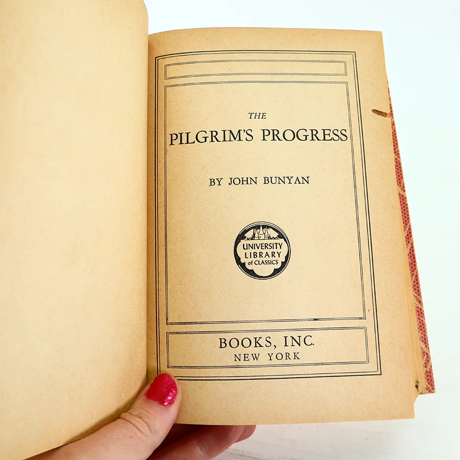 Vintage The Pilgrim's Progress John Bunyart Hardcover Book Title Page