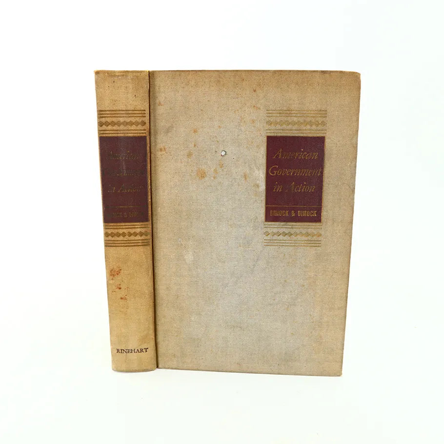 1946 American Government in Action Marshall Edward Dimock Hardcover Book Front View