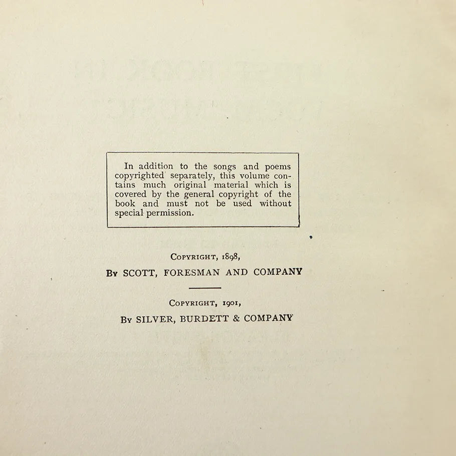 1898 A First Book in Vocal Music Eleanor Smith Hardcover Book Copyright