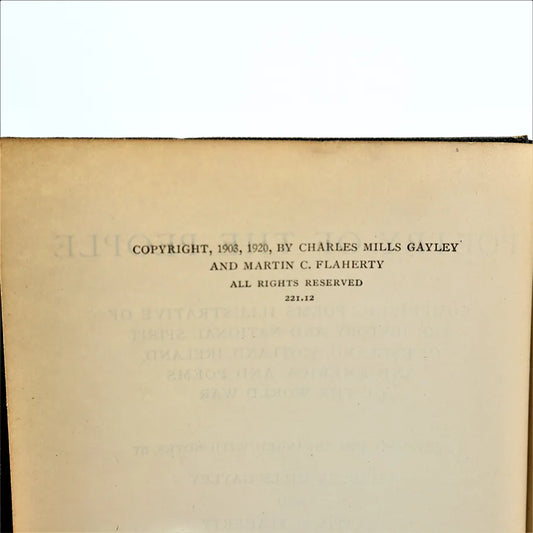 1920 Poetry of the People Charles Mills Gayley Martin C Flaherty Enlarged Edition Hardcover Book Copyright