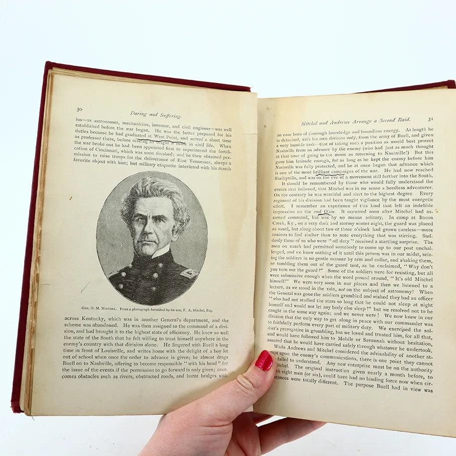 1889 The Locomotice Chase A History of the Andrews Railroad Raid into Georgia in 1862 William Pittenger Hardcover Book Inside book with Underlining